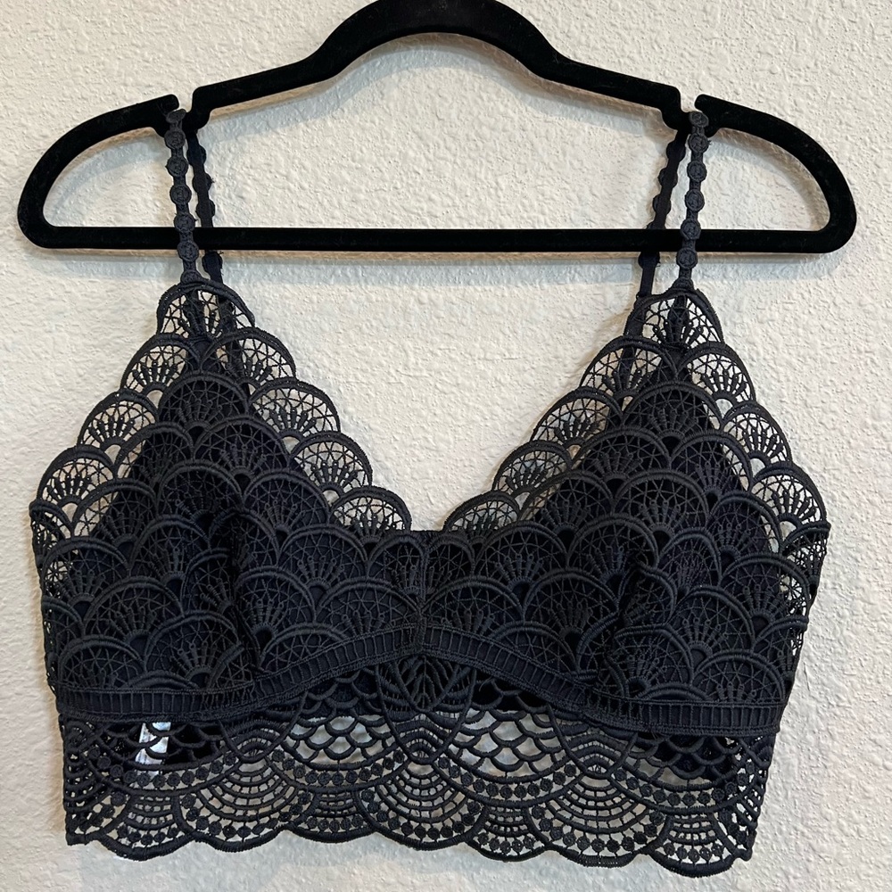 NWOT Intimately Free People Bralette blue scalloped smocked size Large